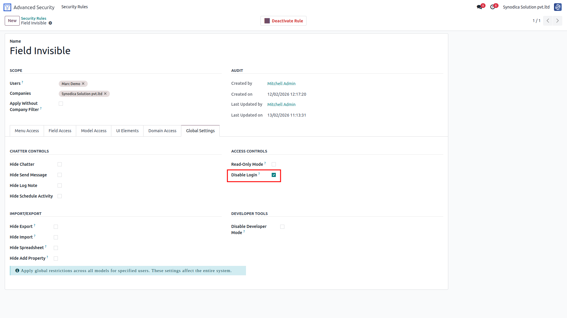 Disable / Hide Login Option