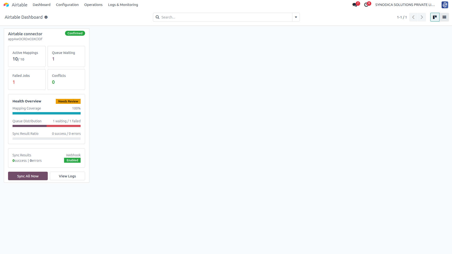 Centralized Integration Dashboard