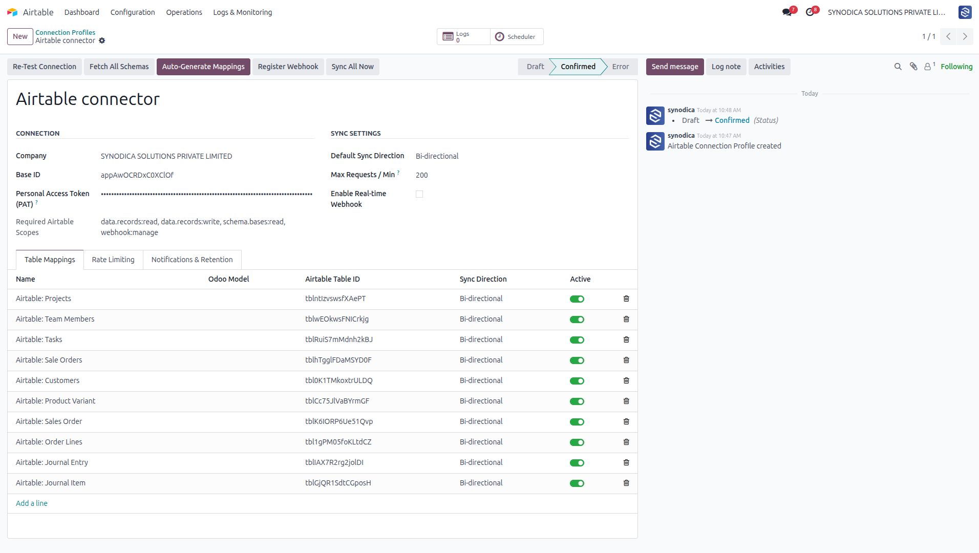 Connection Profile Setup Panel