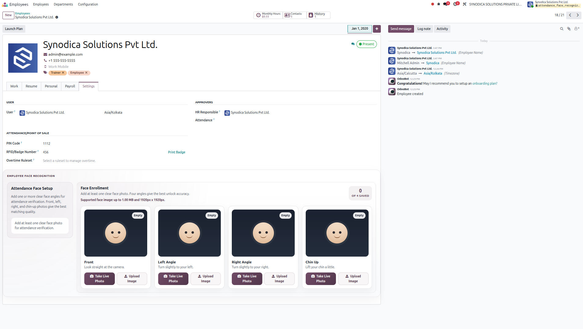 Employee Face Enrollment Setup
