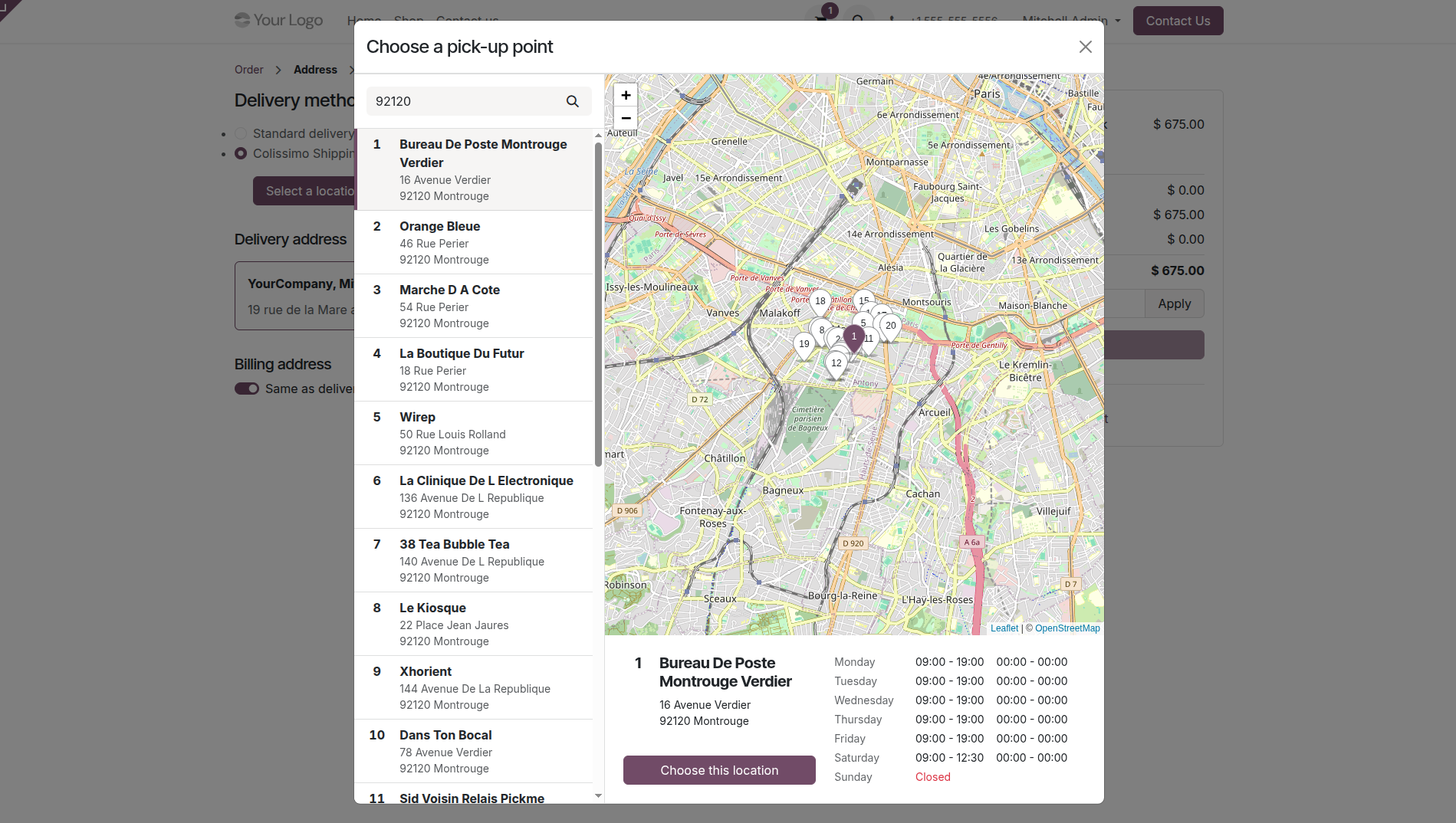 Colissimo Multiple Choose Pick-Up-Point Supported