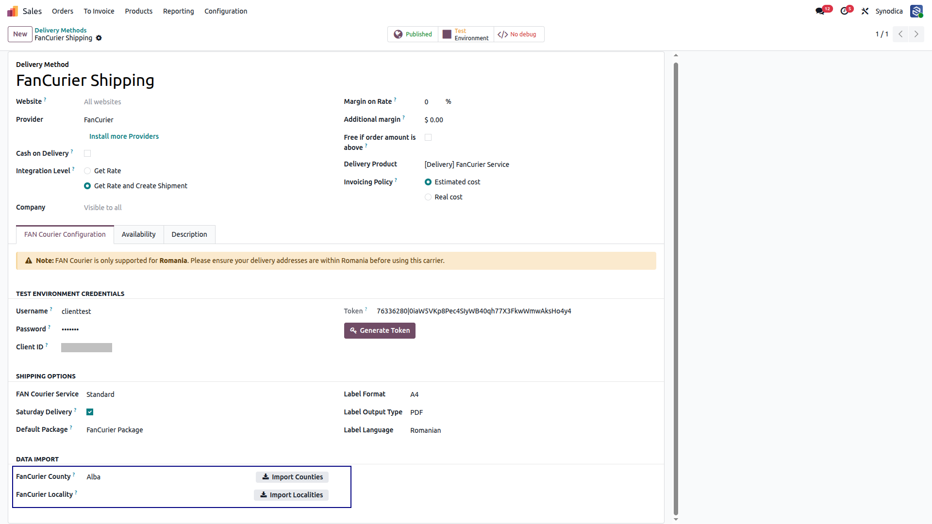 Configuration FanCurier  Shipping In Odoo