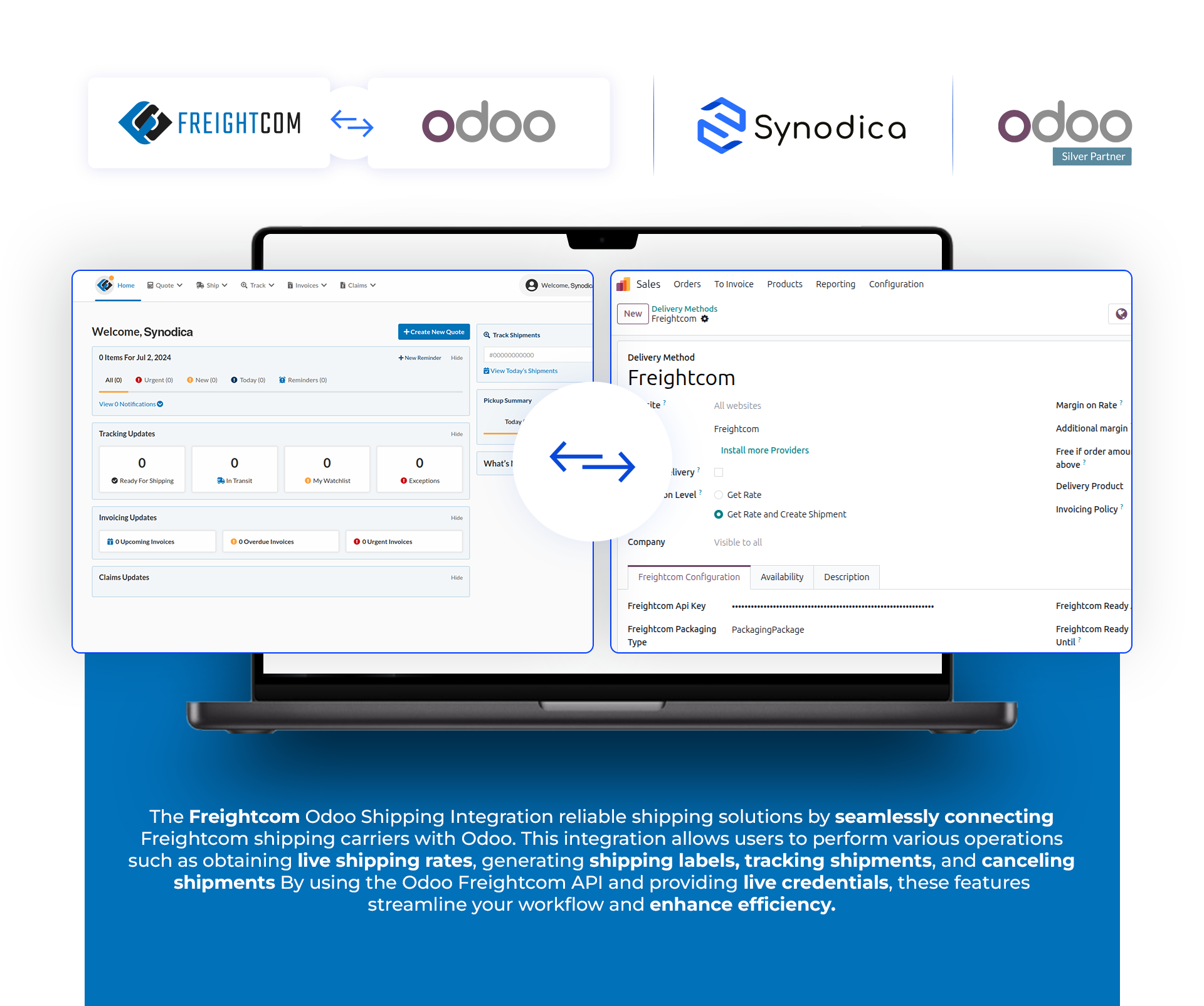 Freightcom Odoo Shipping Integration Dashboard