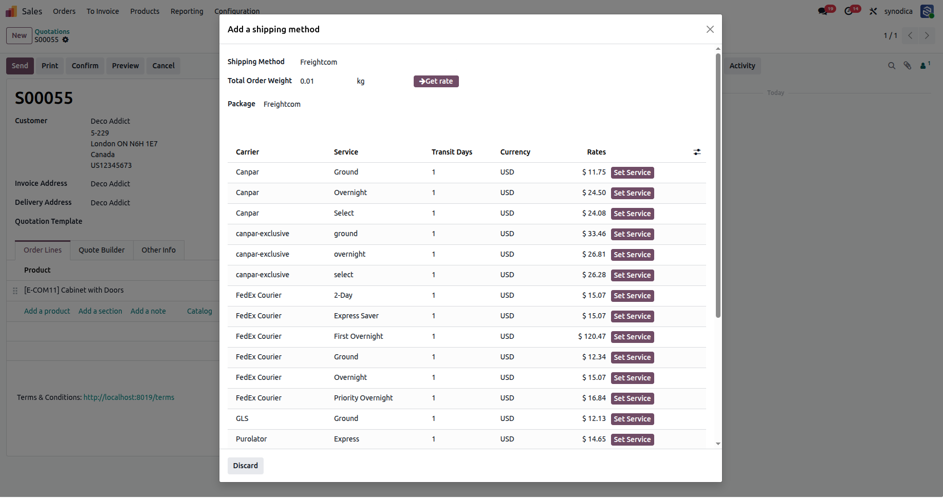 Integrate Freightcom Shipping Carriers And Services Into Odoo Orders