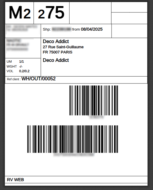 Generated Shipment Label