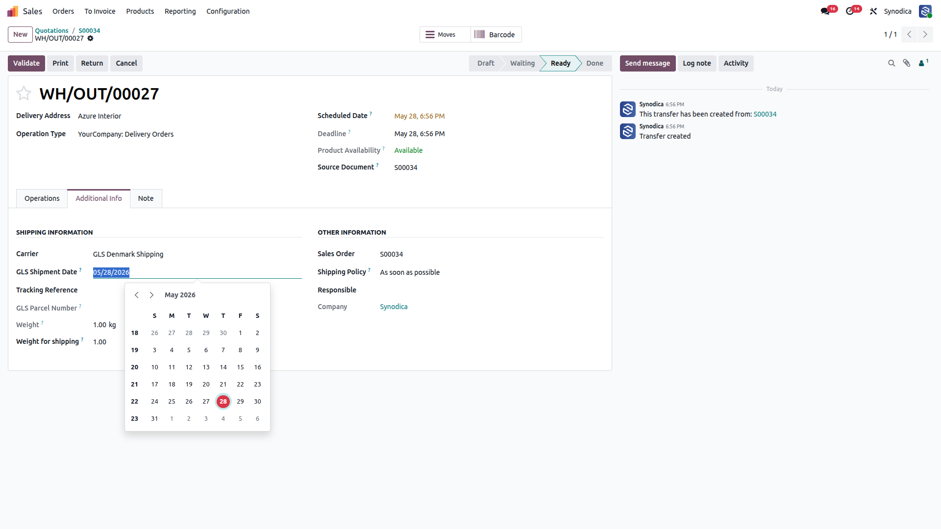 Configure Delivery and shipment Date Option