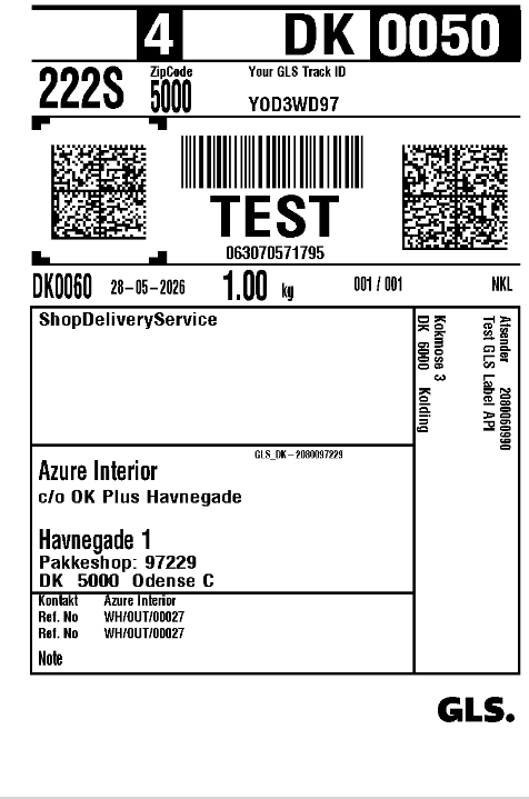 Generated Shipment Label