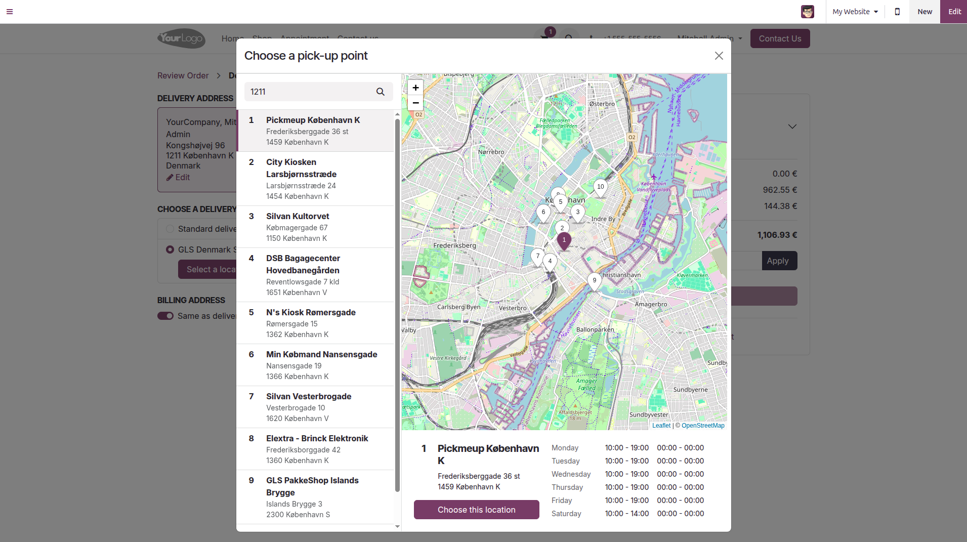 GLS Denmark Multiple Choose Pick-Up-Point