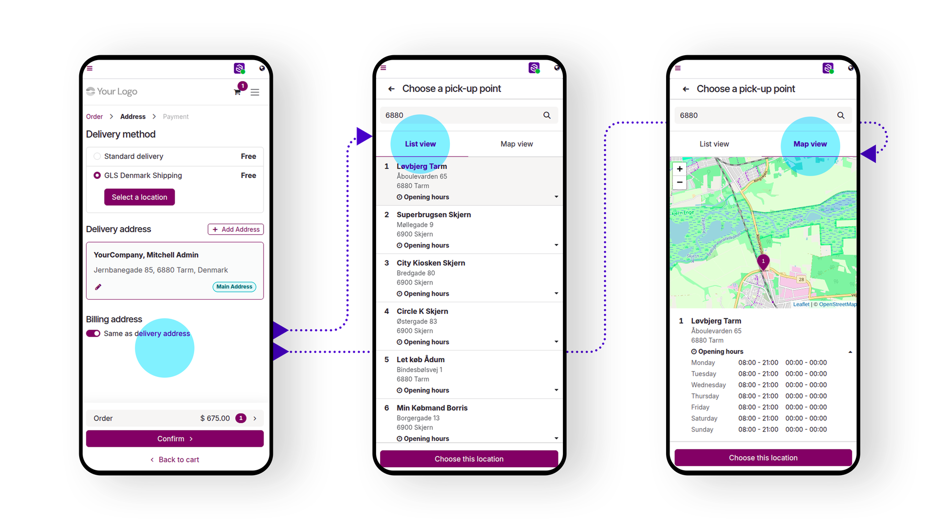 GLS Denmark Shipping E-Commerce Mobile View