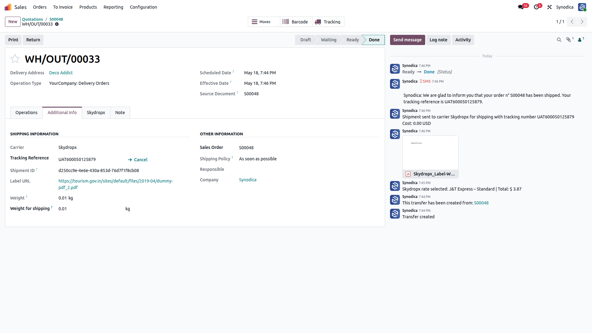 Validate Shipment and Create Label