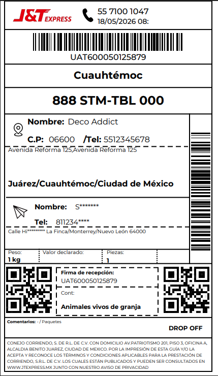 Generated Shipment Label