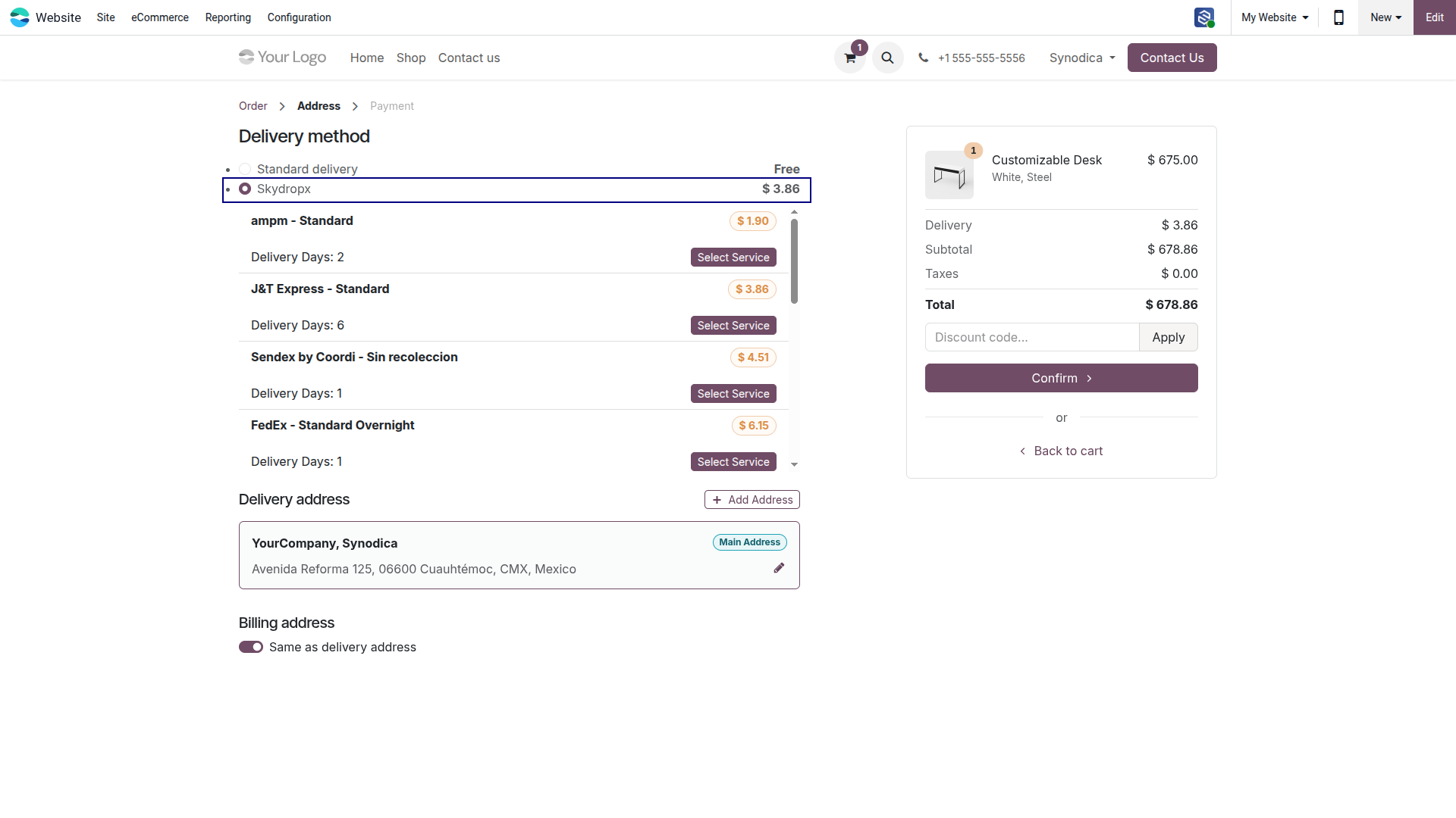 eCommerce Checkout: Package Configuration