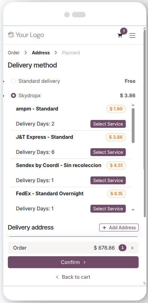 Shipping in E-commerce (Mobile View)