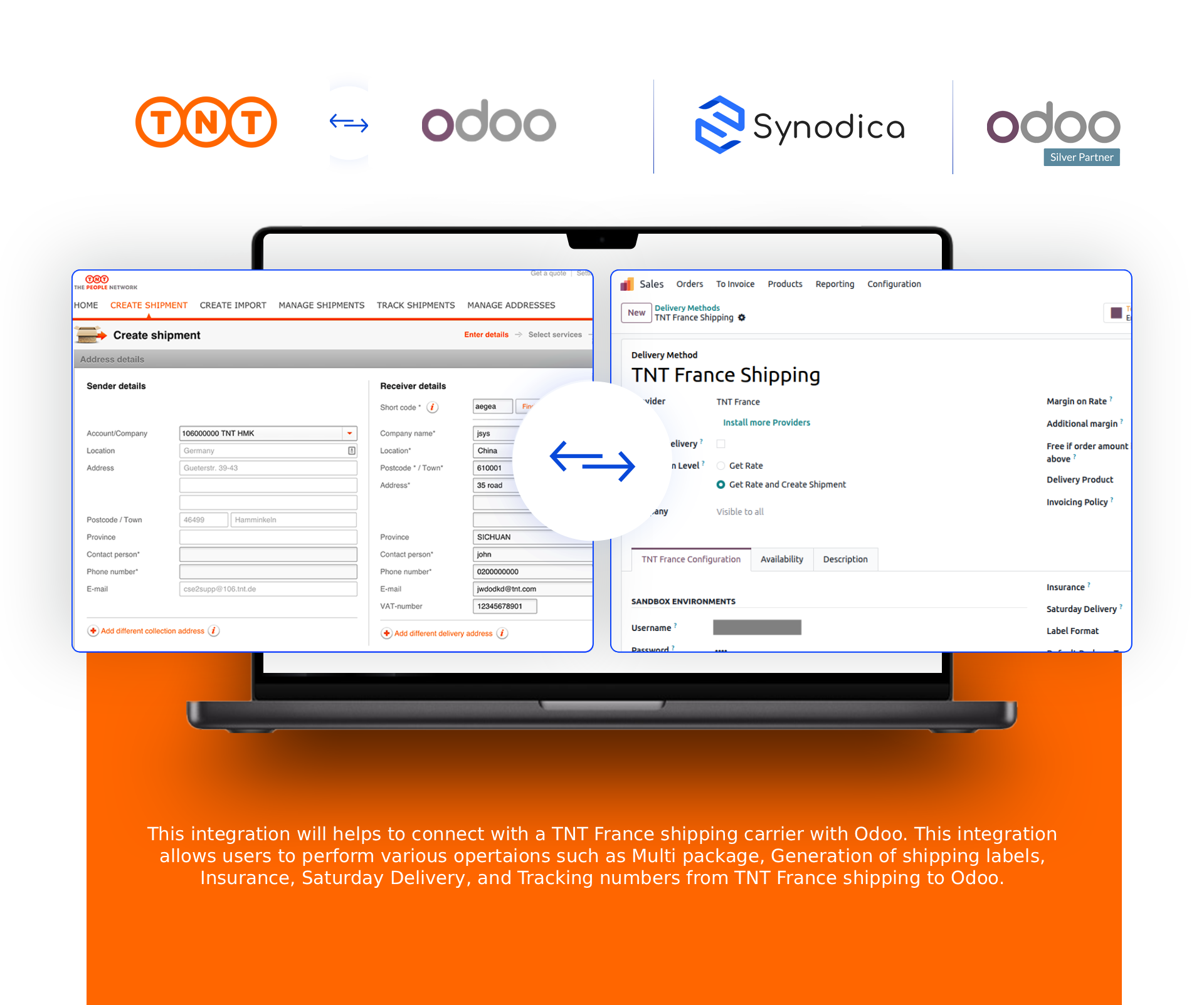 TNT France Odoo Shipping Integration Dashboard