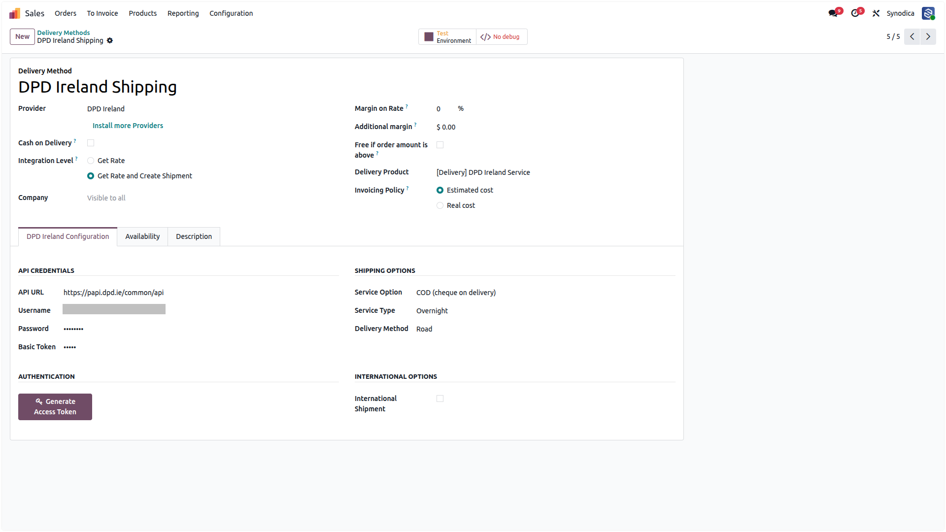 Configuration DPD Ireland Shipping In Odoo