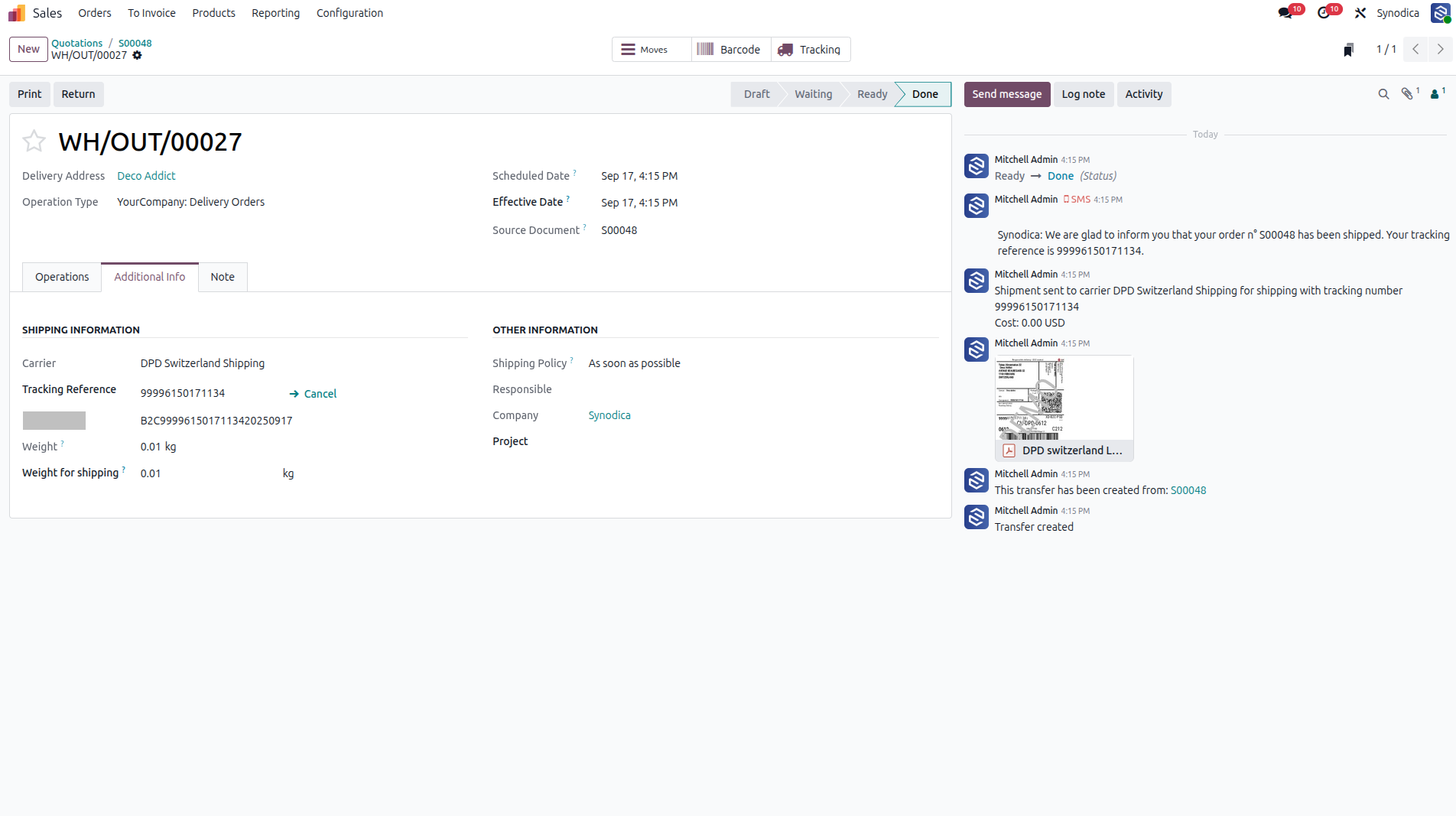 Shipment Creation With Tracking Number And Label