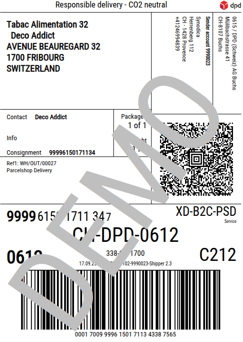 Generated Shipment Label