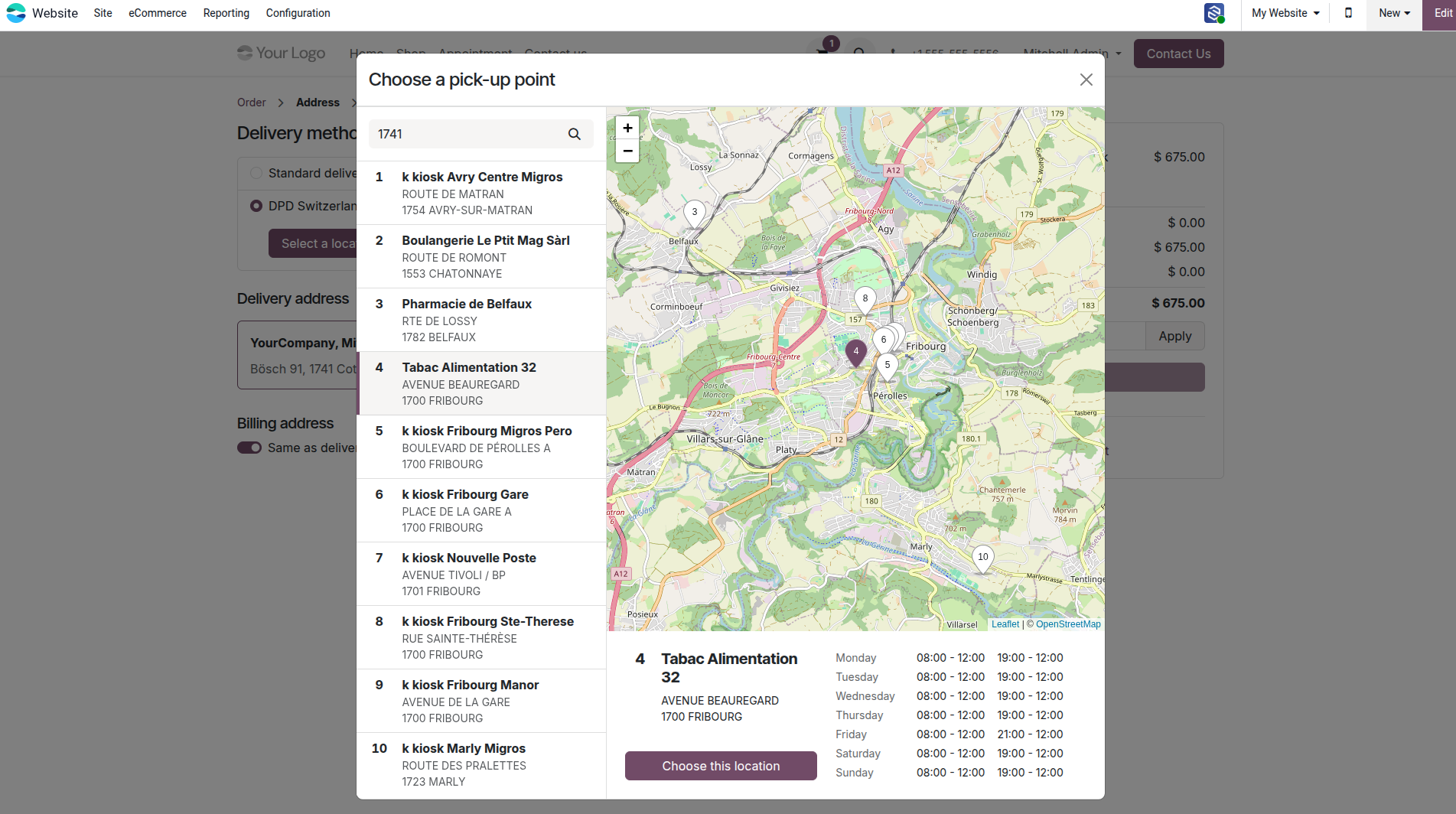 DPD Switzerland Multiple Choose Pick-Up-Point Supported