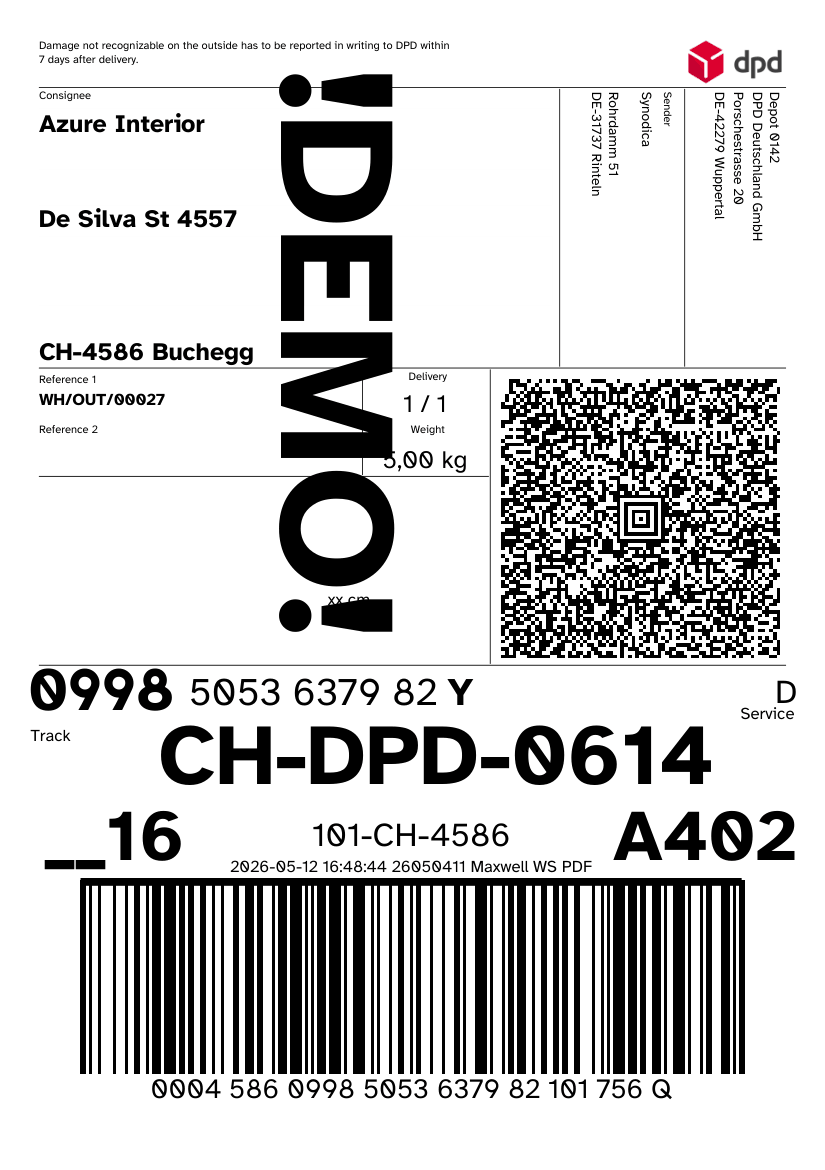 Generated Shipment Label