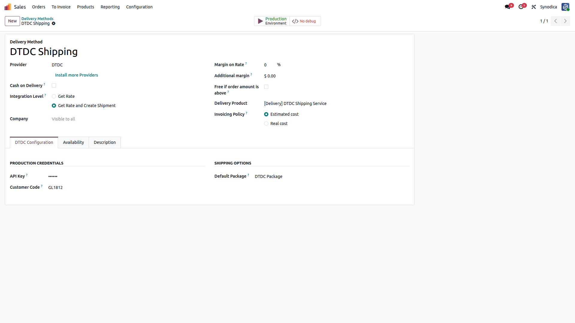Configuration DTDC  Shipping In Odoo