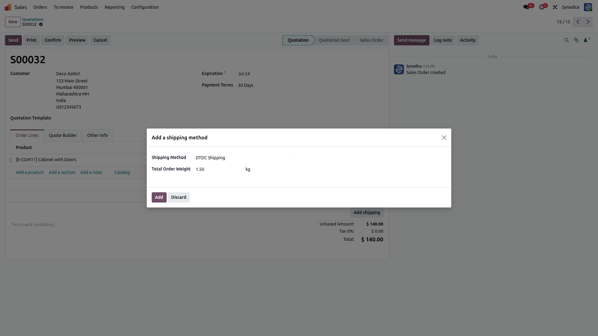 DTDC  Shipping Carriers and Services In Odoo Orders