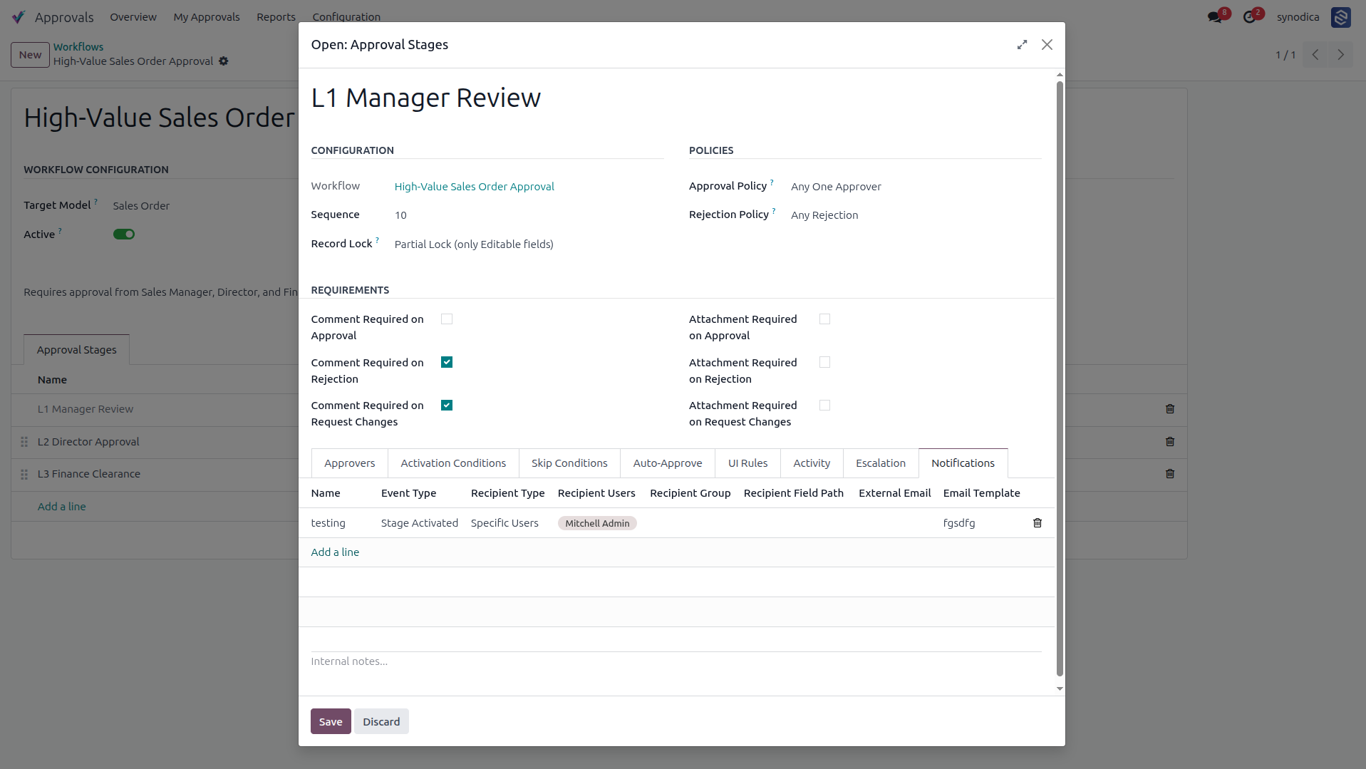 Approval Notifications Setup