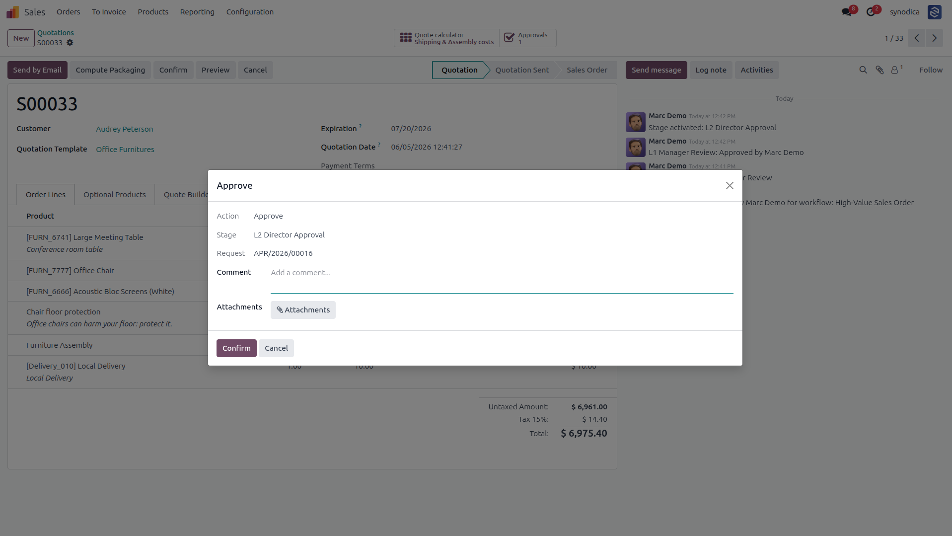 Approval Confirmation Dialog