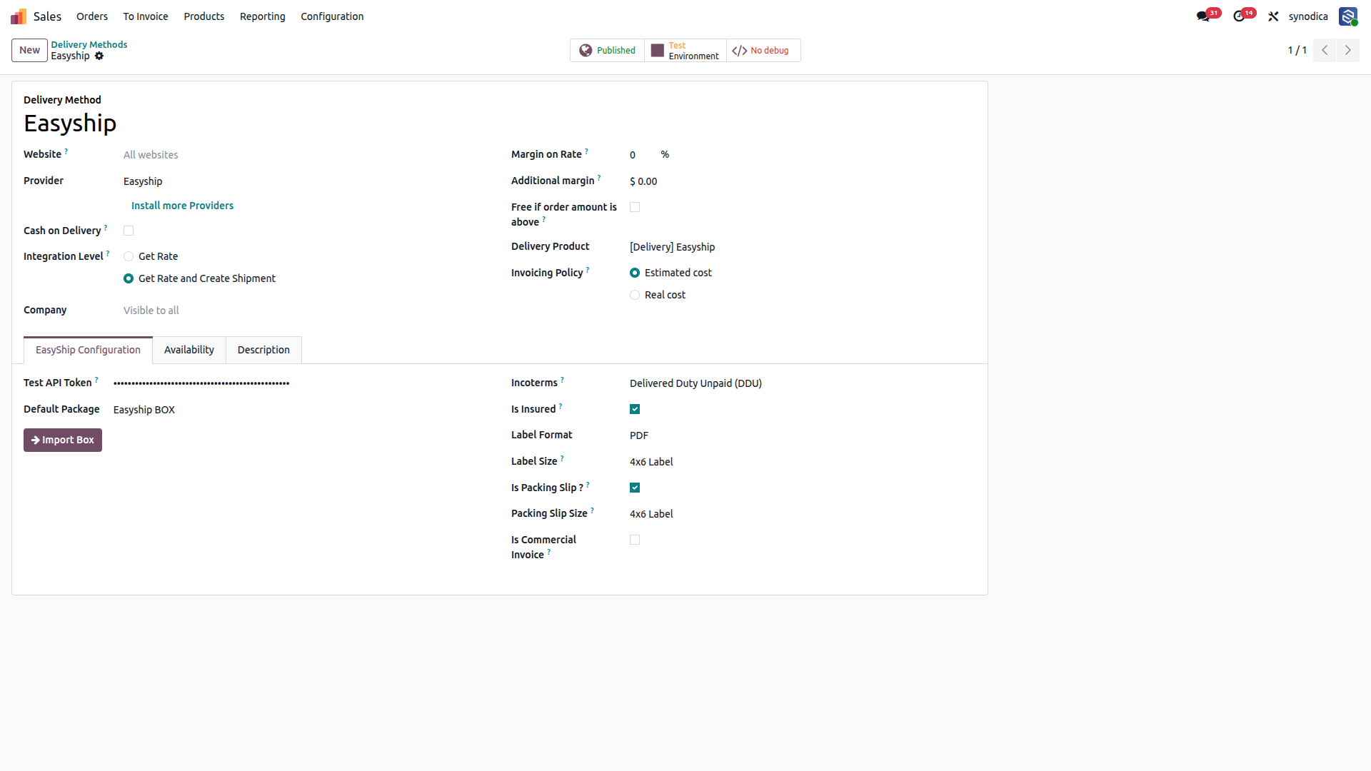Configuration Easyship Shipping In Odoo