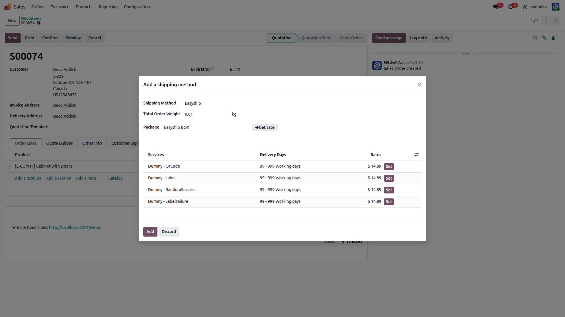 Seamlessly Integrate Easyship Shipping Carriers And Services Into Odoo Orders