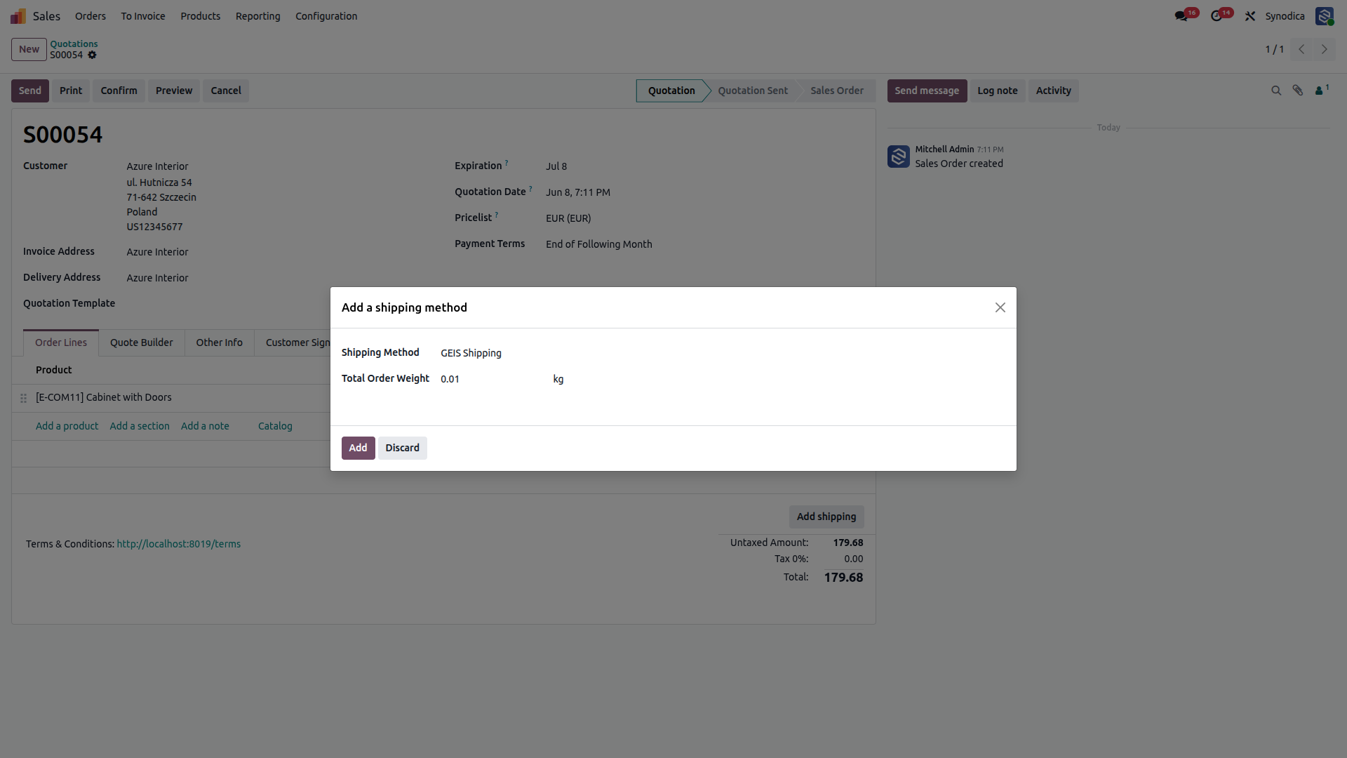 GEIS  Shipping Carriers and Services In Odoo Orders