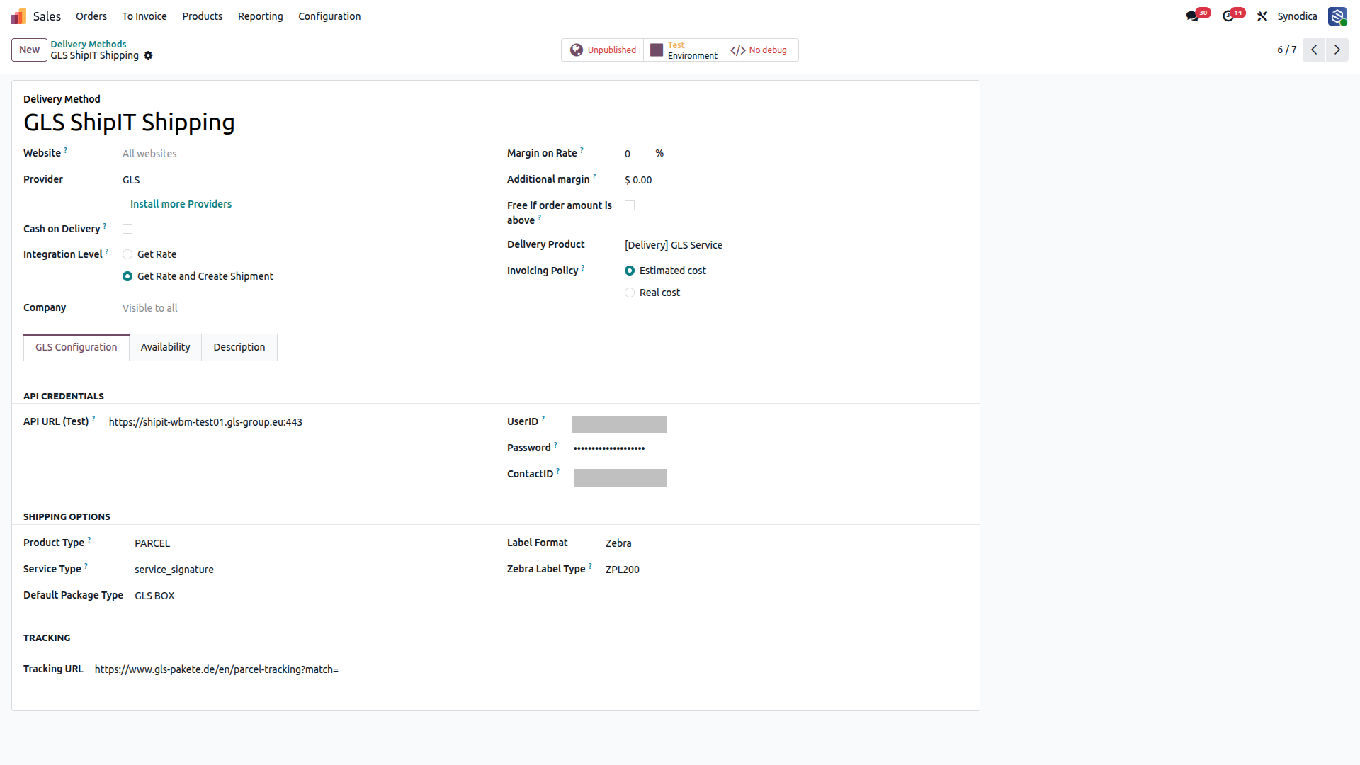 Configuration GLS Shipping In Odoo