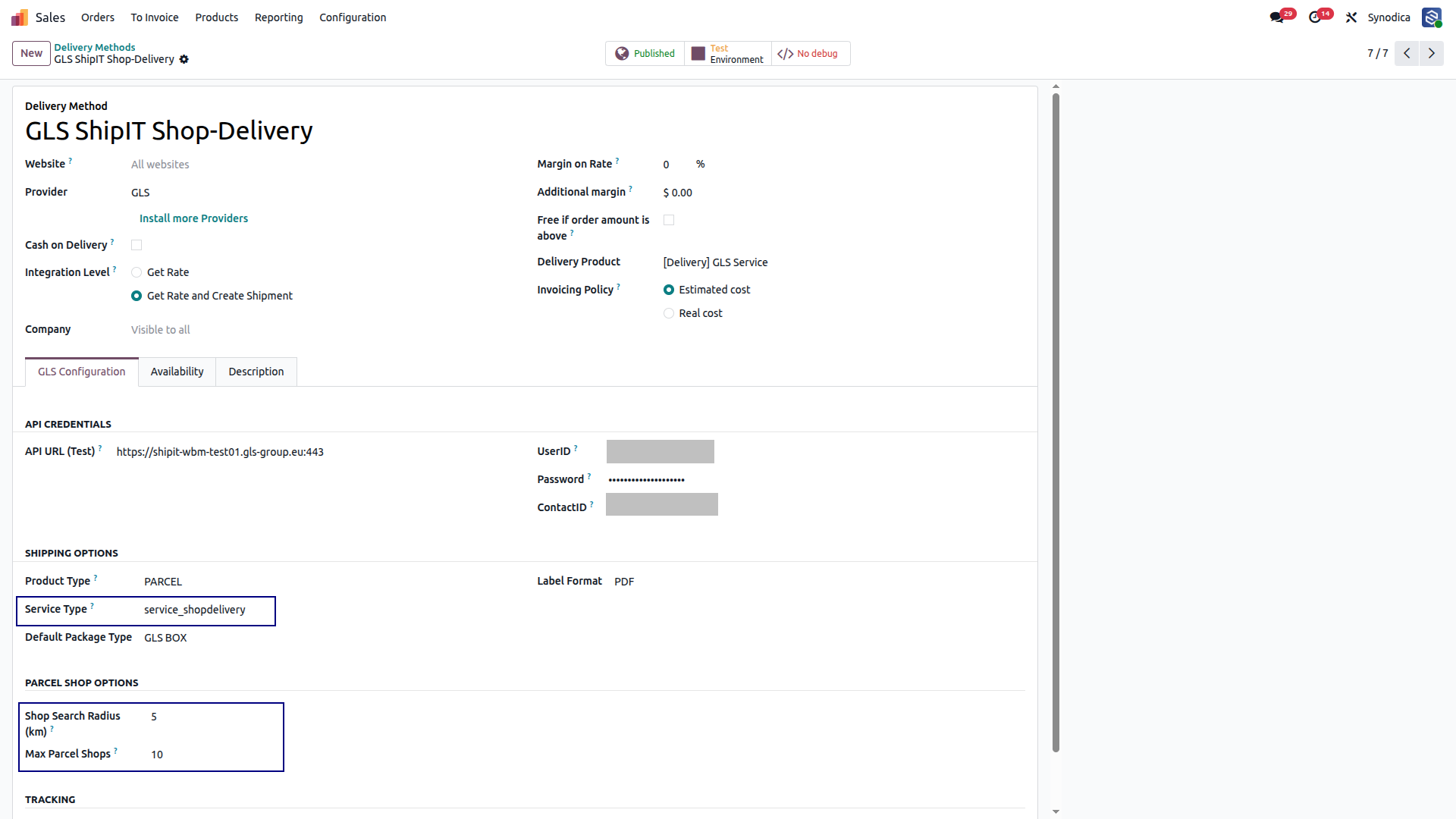 Configuration GLS Shop-Delivery Shipping In Odoo