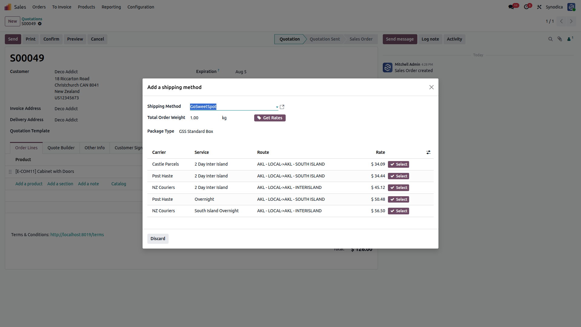 GoSweetSpot Freight  Shipping Carriers and Services In Odoo Orders
