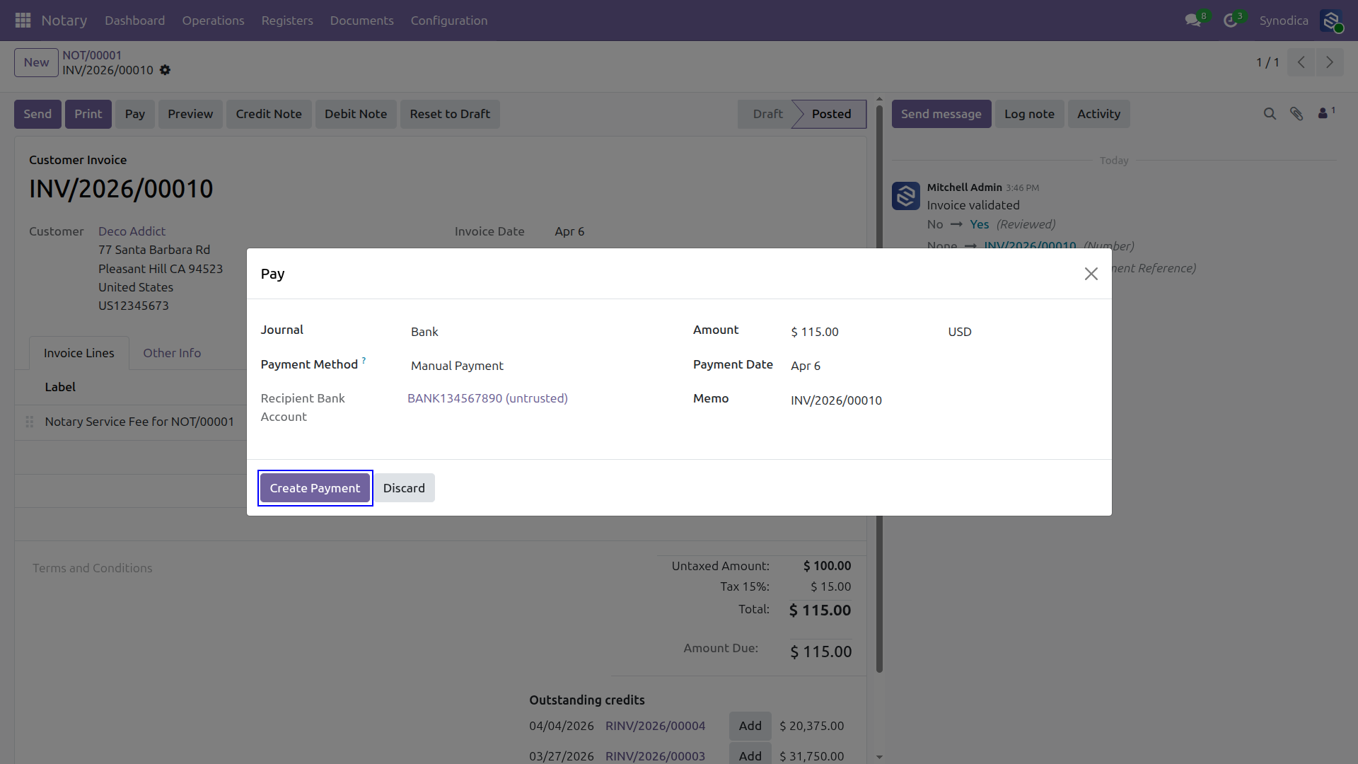 Register Payment Modal