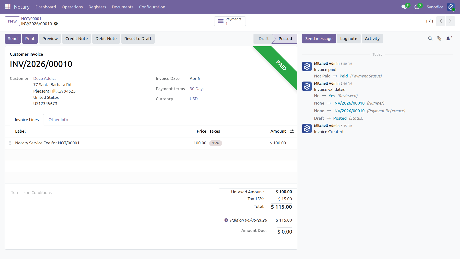 Paid Invoice