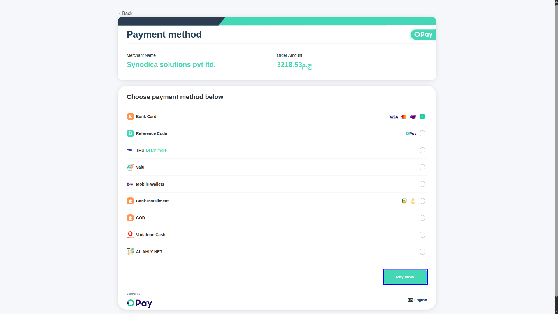 Secure OPay Checkout Redirect