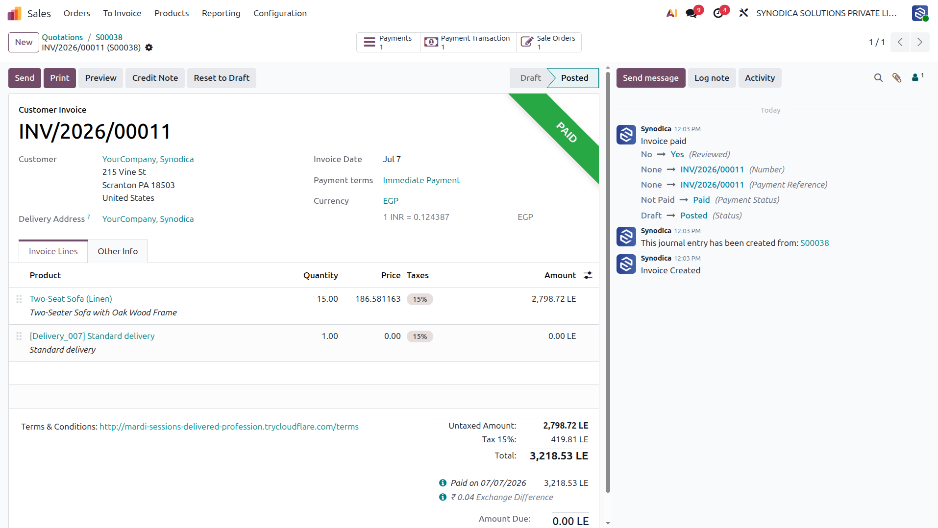Invoice Paid Status