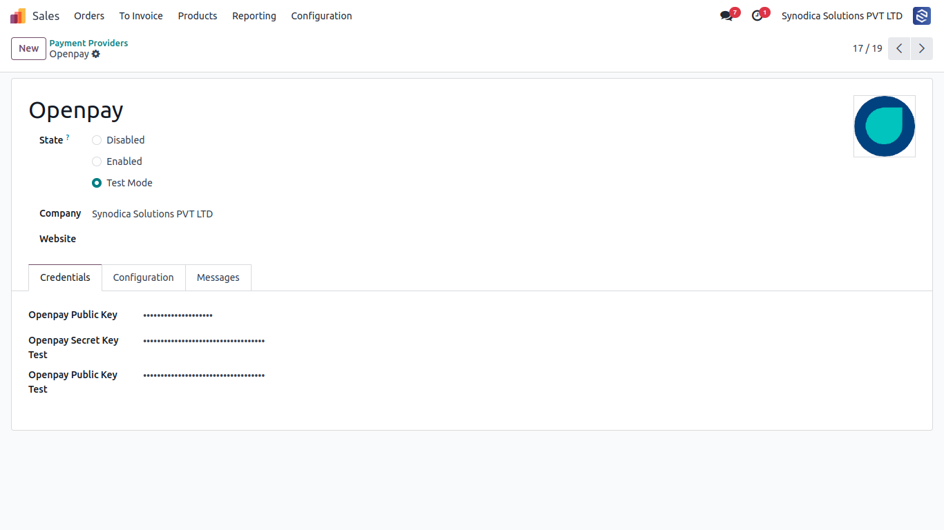 Setup Openpay Provider