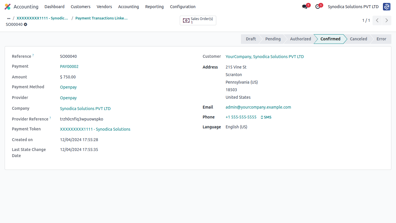 Backend Transaction View