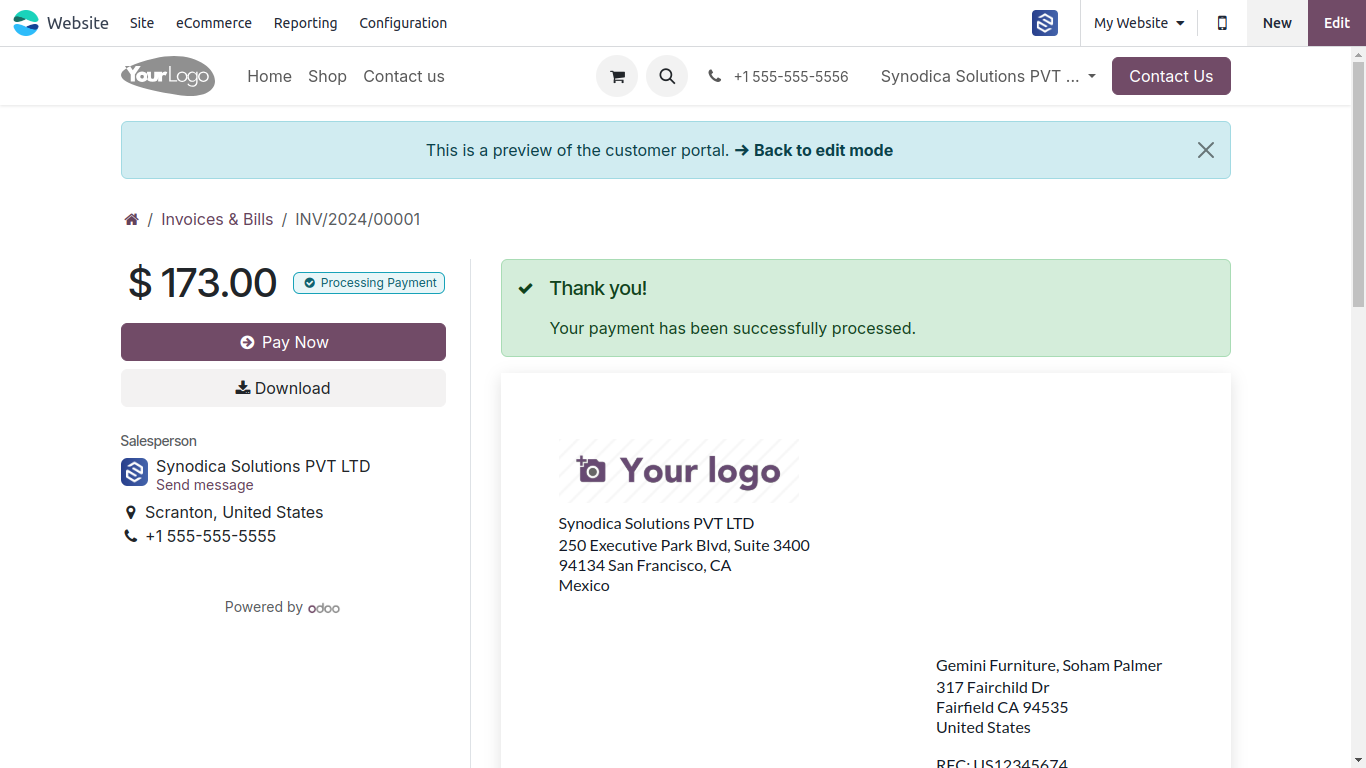 Invoice Paid Status Notice