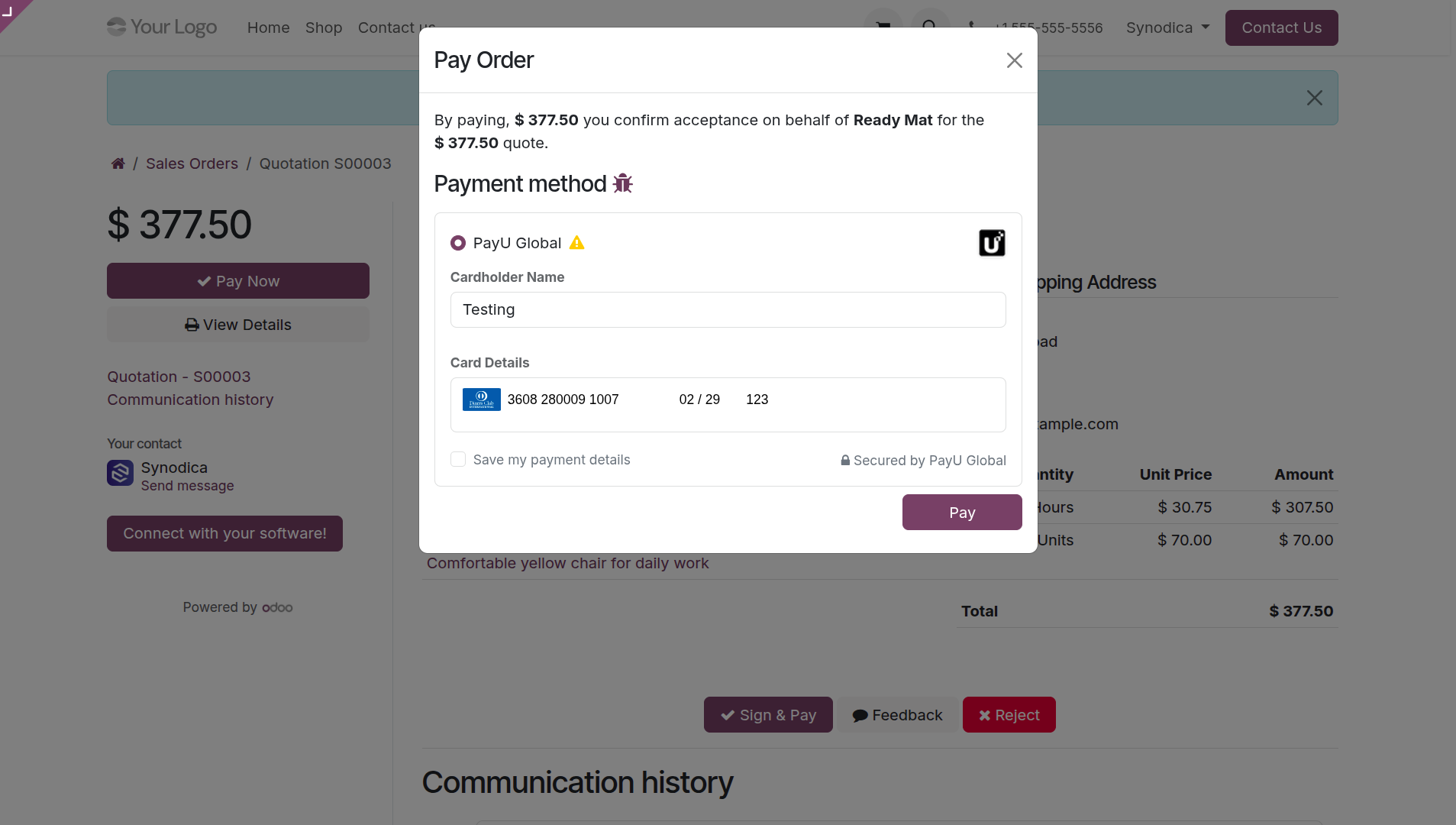 Portal Pay Modal
