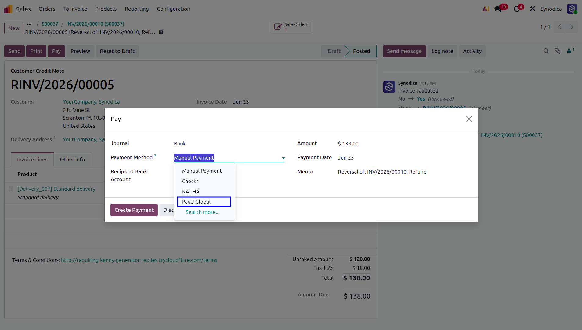 Register Refund Payment Modal