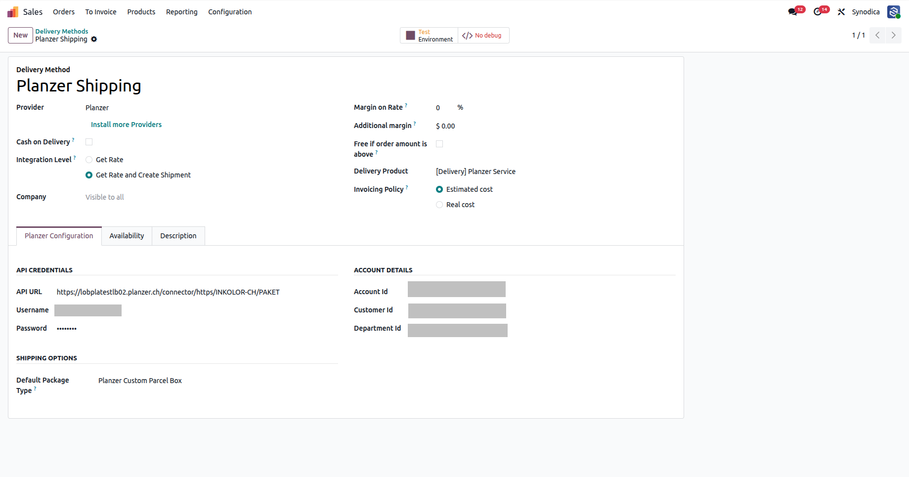 Configuration Planzer Shipping in Odoo