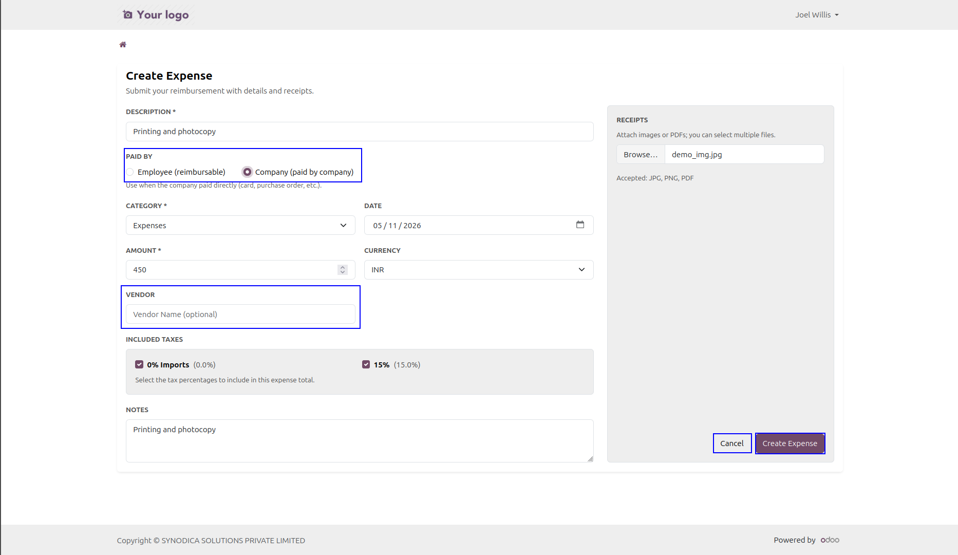 Payment Mode and Vendor Flow