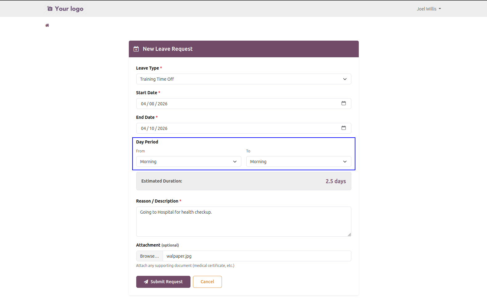 New Request Form