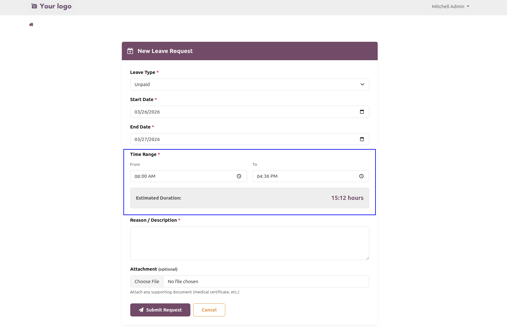 New Request Form