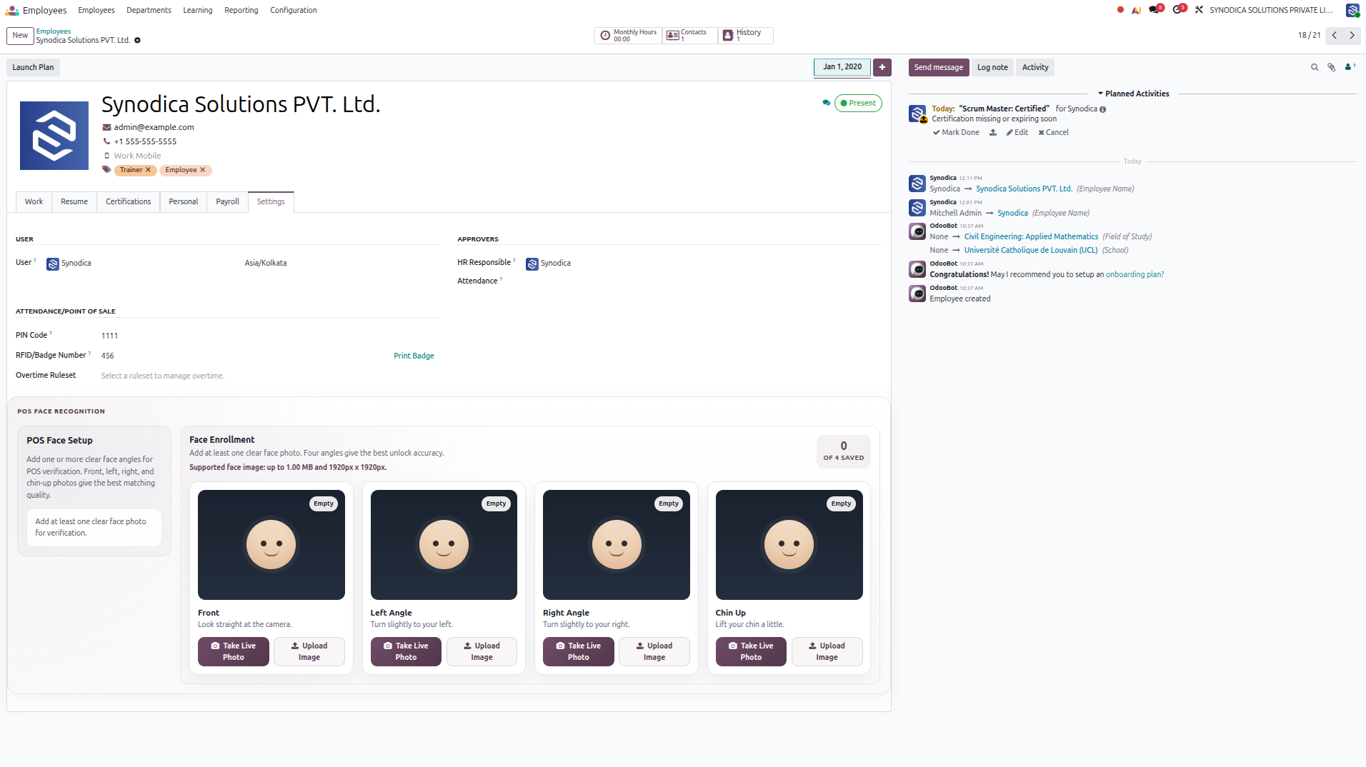 Employee Face Setup