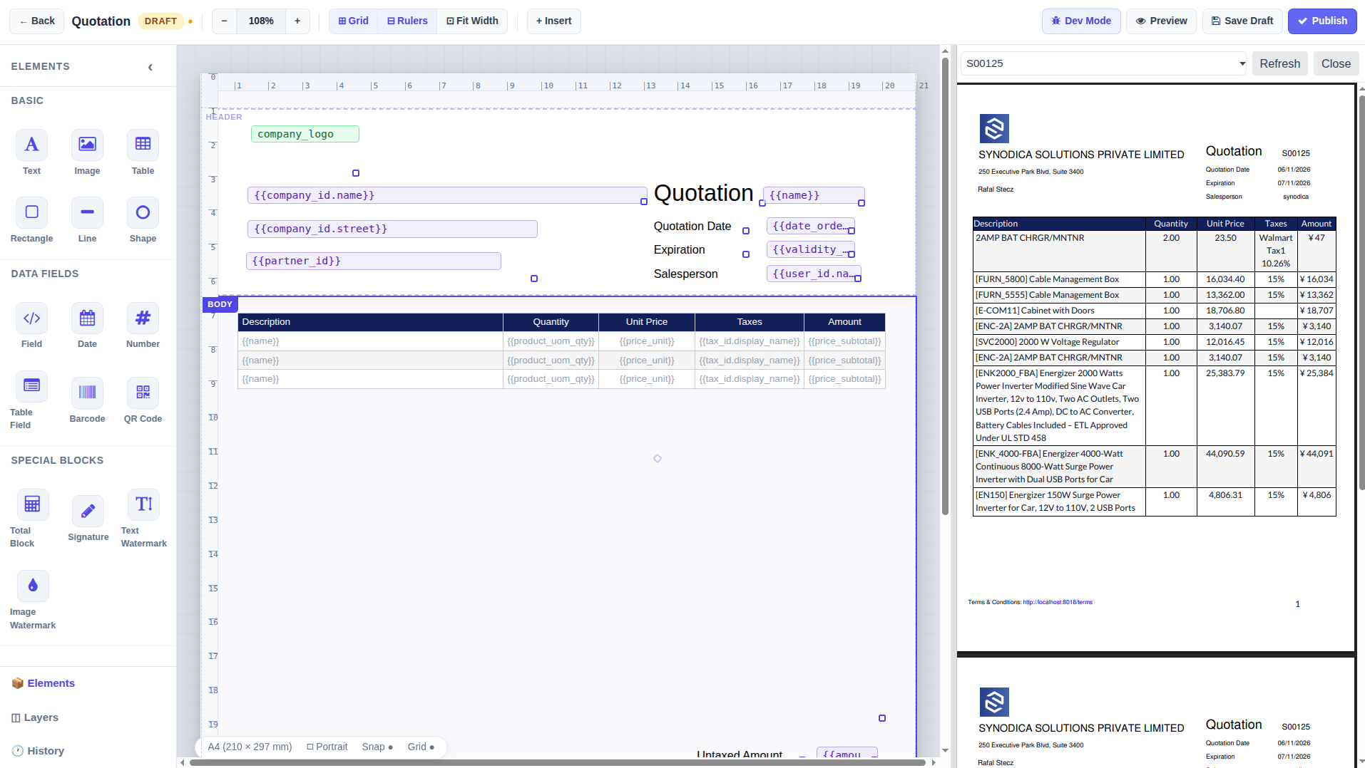 Live PDF Preview Panel
