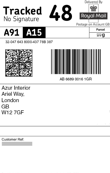 Generated Shipment Label