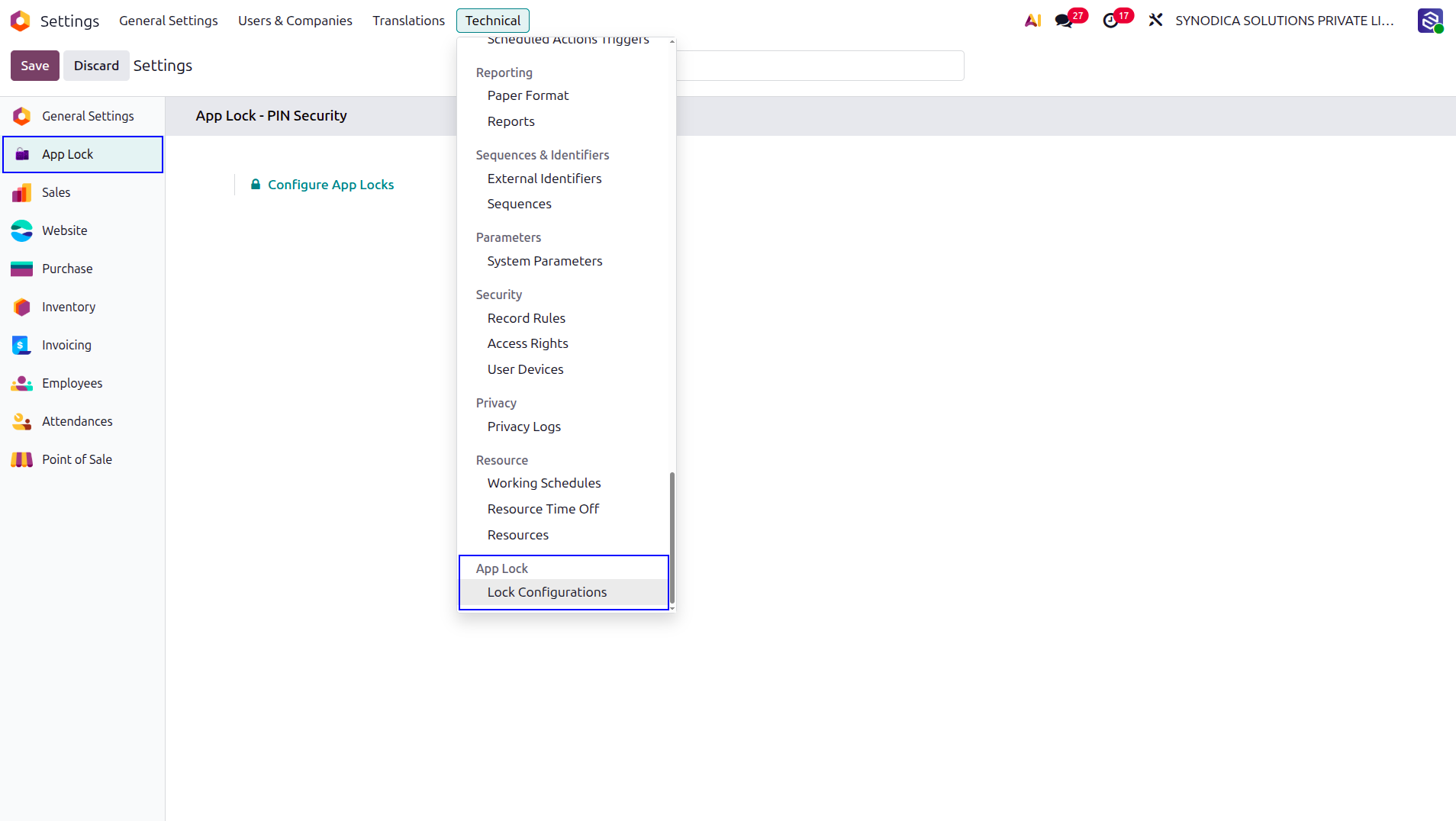 App Lock Settings Entry